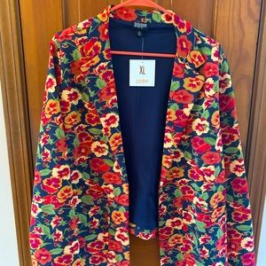 LuLaRoe floral jacket with navy lining.  Size XL Never worn, tags attached